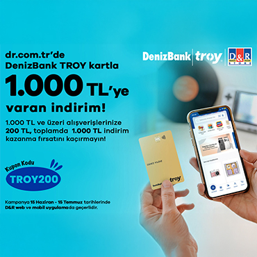 DenizBank TROY Kartınız ile dr.com.tr ve D&R Mobil Uygulamasında 1.000 TL’ye Varan İndirim Fırsatı!
